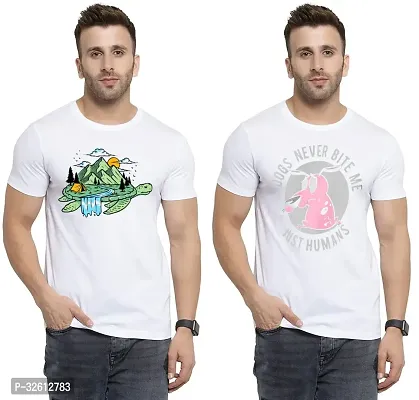 Reliable White Polycotton Printed T-Shirts For Men Pack Of 2-thumb0