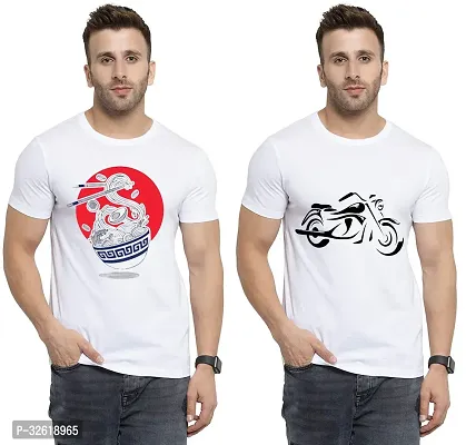 Reliable Polycotton Printed Round Neck Tees For Men Pack Of 2-thumb0