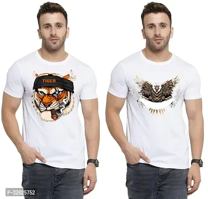 Stylish White Polycotton Round Neck T-Shirt For Men Pack Of 2