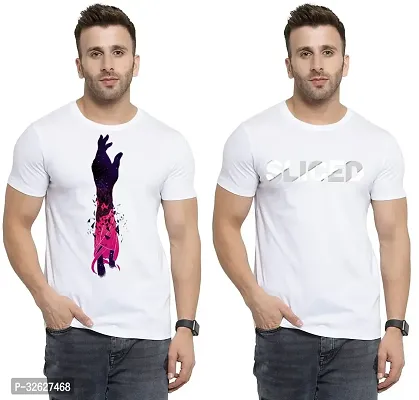 Stylish White Polycotton Round Neck T-Shirt For Men Pack Of 2