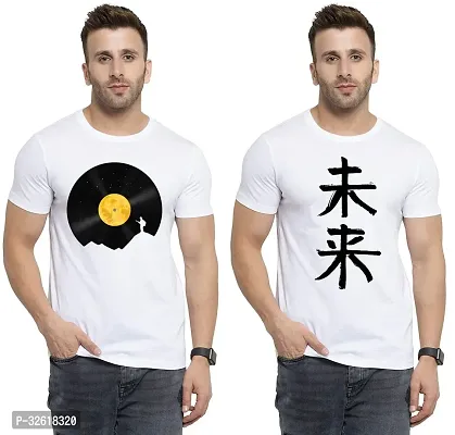 Reliable Polycotton Printed Round Neck Tees For Men Pack Of 2-thumb0