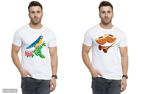 Reliable White Polycotton Printed T-Shirts For Men Pack Of 2-thumb0