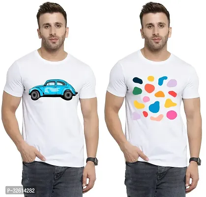 Reliable White Polycotton Printed T-Shirts For Men Pack Of 2-thumb0