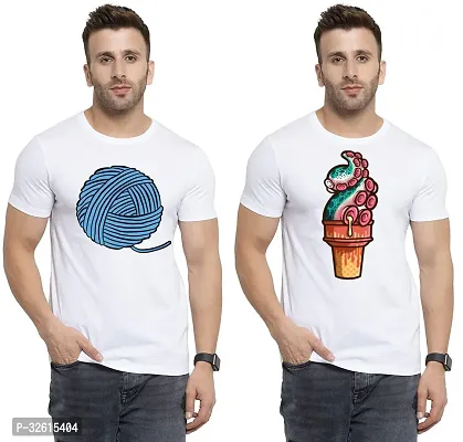 Comfortable White Polycotton Tees For Men Pack Of 2-thumb0