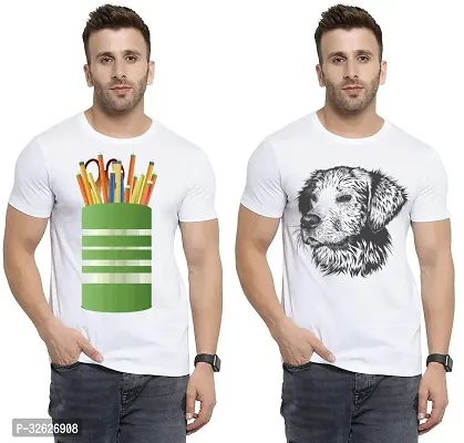 Stylish White Polycotton Round Neck T-Shirt For Men Pack Of 2