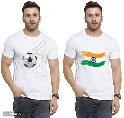 Reliable White Polycotton Printed Round Neck Tshirt For Men Pack Of 2-thumb0