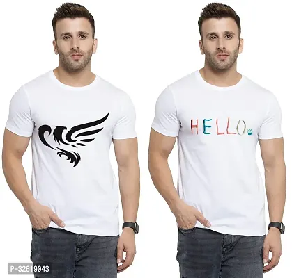 Reliable Polycotton Printed Round Neck Tees For Men Pack Of 2-thumb0