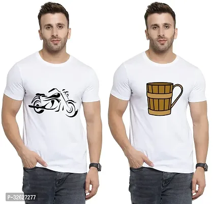 Stylish White Polycotton Round Neck T-Shirt For Men Pack Of 2