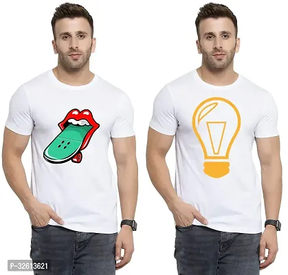 Reliable White Polycotton Printed T-Shirts For Men Pack Of 2-thumb0