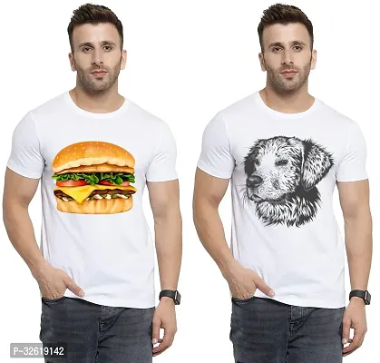 Reliable Polycotton Printed Round Neck Tees For Men Pack Of 2-thumb0