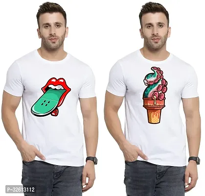 Reliable White Polycotton Printed T-Shirts For Men Pack Of 2-thumb0