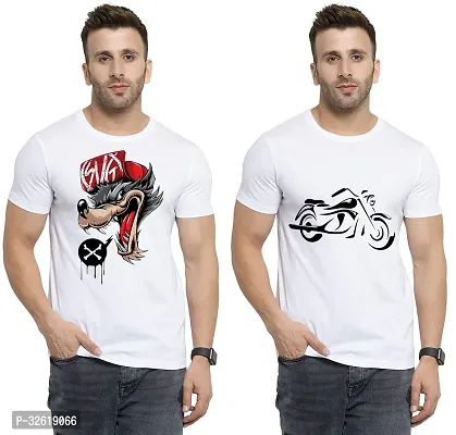 Reliable Polycotton Printed Round Neck Tees For Men Pack Of 2-thumb0