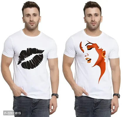 Reliable White Polycotton Printed T-Shirts For Men Pack Of 2-thumb0