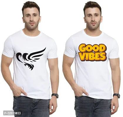 Reliable Polycotton Printed Round Neck Tees For Men Pack Of 2-thumb0