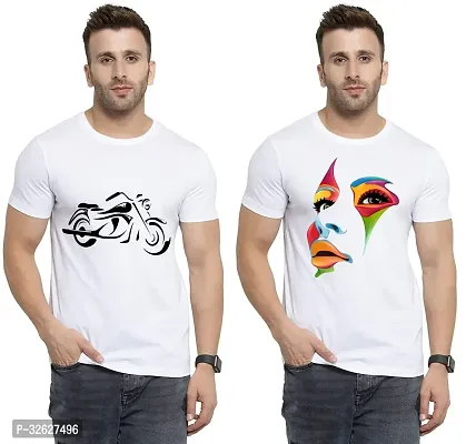 Stylish White Polycotton Round Neck T-Shirt For Men Pack Of 2-thumb0