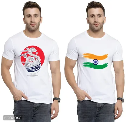 Reliable Polycotton Printed Round Neck Tees For Men Pack Of 2-thumb0