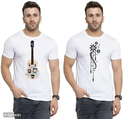 Reliable White Polycotton Printed T-Shirts For Men Pack Of 2