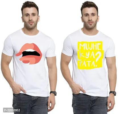 Reliable Polycotton Printed Round Neck Tees For Men Pack Of 2-thumb0