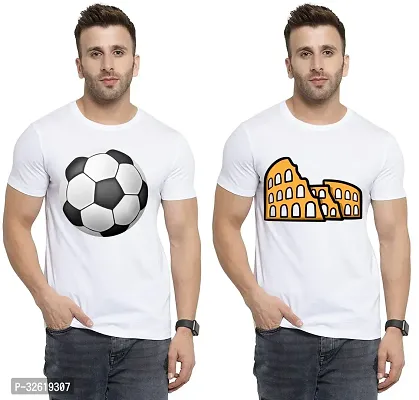 Reliable Polycotton Printed Round Neck Tees For Men Pack Of 2-thumb0