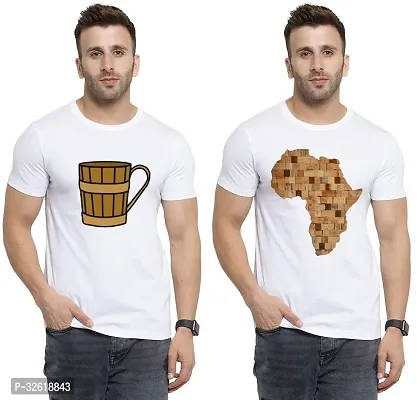 Reliable Polycotton Printed Round Neck Tees For Men Pack Of 2-thumb0