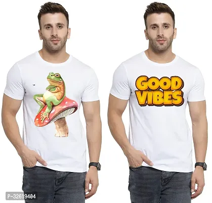 Reliable Polycotton Printed Round Neck Tees For Men Pack Of 2-thumb0