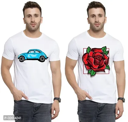 Reliable White Polycotton Printed T-Shirts For Men Pack Of 2-thumb0