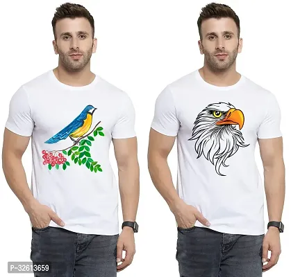 Reliable White Polycotton Printed T-Shirts For Men Pack Of 2-thumb0