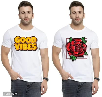 Reliable White Polycotton Printed T-Shirts For Men Pack Of 2-thumb0