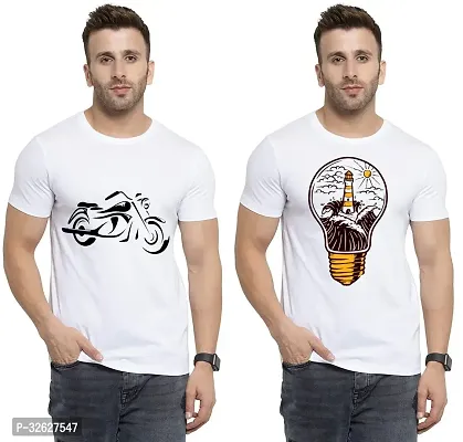 Stylish White Polycotton Round Neck T-Shirt For Men Pack Of 2