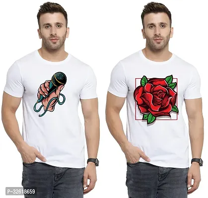 Reliable Polycotton Printed Round Neck Tees For Men Pack Of 2-thumb0