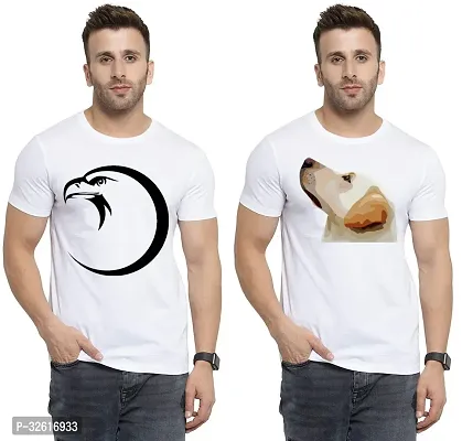 Reliable White Polycotton Printed Round Neck Tshirt For Men Pack Of 2-thumb0