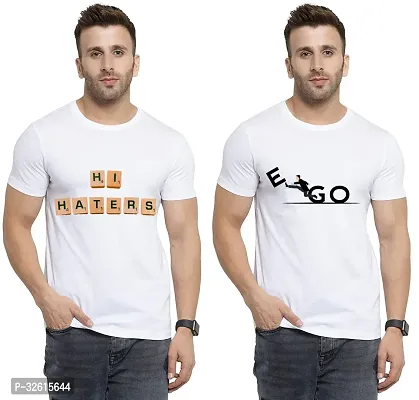 Comfortable White Polycotton Tees For Men Pack Of 2