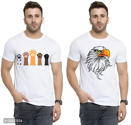 Stylish White Polycotton Round Neck T-Shirt For Men Pack Of 2