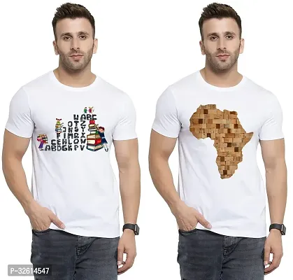 Reliable White Polycotton Printed T-Shirts For Men Pack Of 2