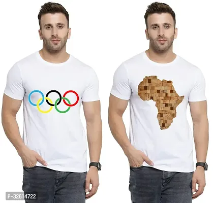 Reliable White Polycotton Printed T-Shirts For Men Pack Of 2-thumb0