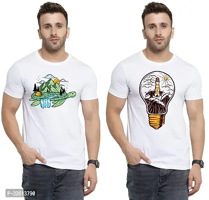 Reliable White Polycotton Printed T-Shirts For Men Pack Of 2-thumb0