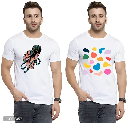 Reliable Polycotton Printed Round Neck Tees For Men Pack Of 2-thumb0