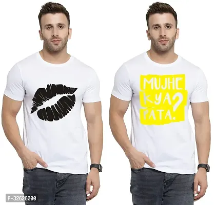 Stylish White Polycotton Round Neck T-Shirt For Men Pack Of 2