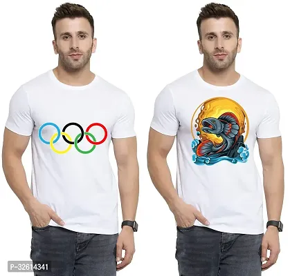 Reliable White Polycotton Printed T-Shirts For Men Pack Of 2