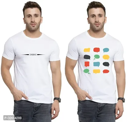 Reliable White Polycotton Printed T-Shirts For Men Pack Of 2-thumb0