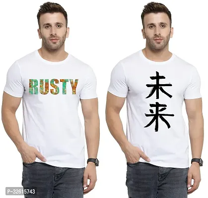 Comfortable White Polycotton Tees For Men Pack Of 2