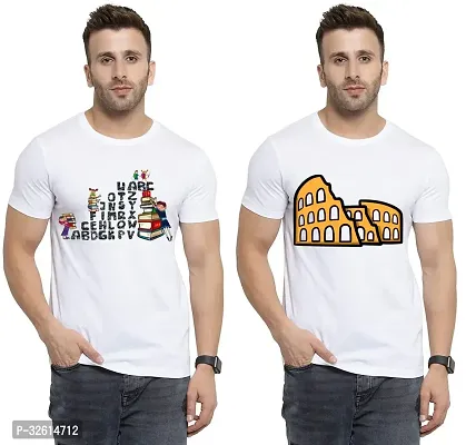 Reliable White Polycotton Printed T-Shirts For Men Pack Of 2