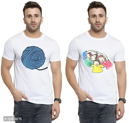 Reliable Polycotton Printed Round Neck Tees For Men Pack Of 2-thumb0