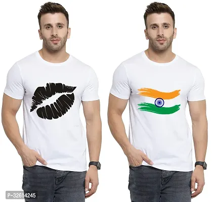 Reliable White Polycotton Printed T-Shirts For Men Pack Of 2-thumb0