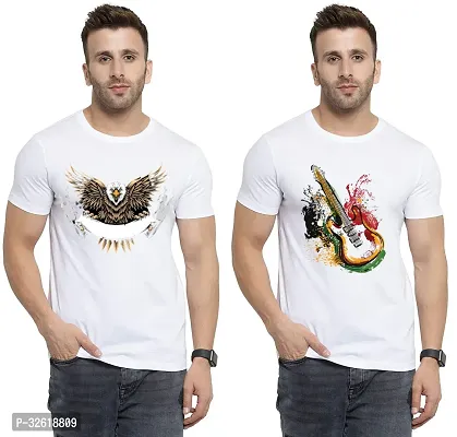 Reliable Polycotton Printed Round Neck Tees For Men Pack Of 2-thumb0