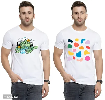 Reliable White Polycotton Printed T-Shirts For Men Pack Of 2-thumb0