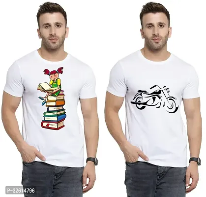 Reliable White Polycotton Printed T-Shirts For Men Pack Of 2-thumb0