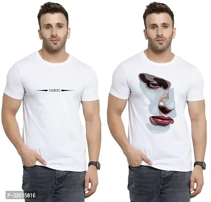 Reliable White Polycotton Printed T-Shirts For Men Pack Of 2