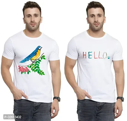 Reliable White Polycotton Printed T-Shirts For Men Pack Of 2-thumb0