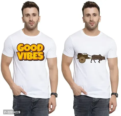 Reliable White Polycotton Printed T-Shirts For Men Pack Of 2-thumb0